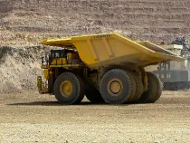 A haul truck in an open pit